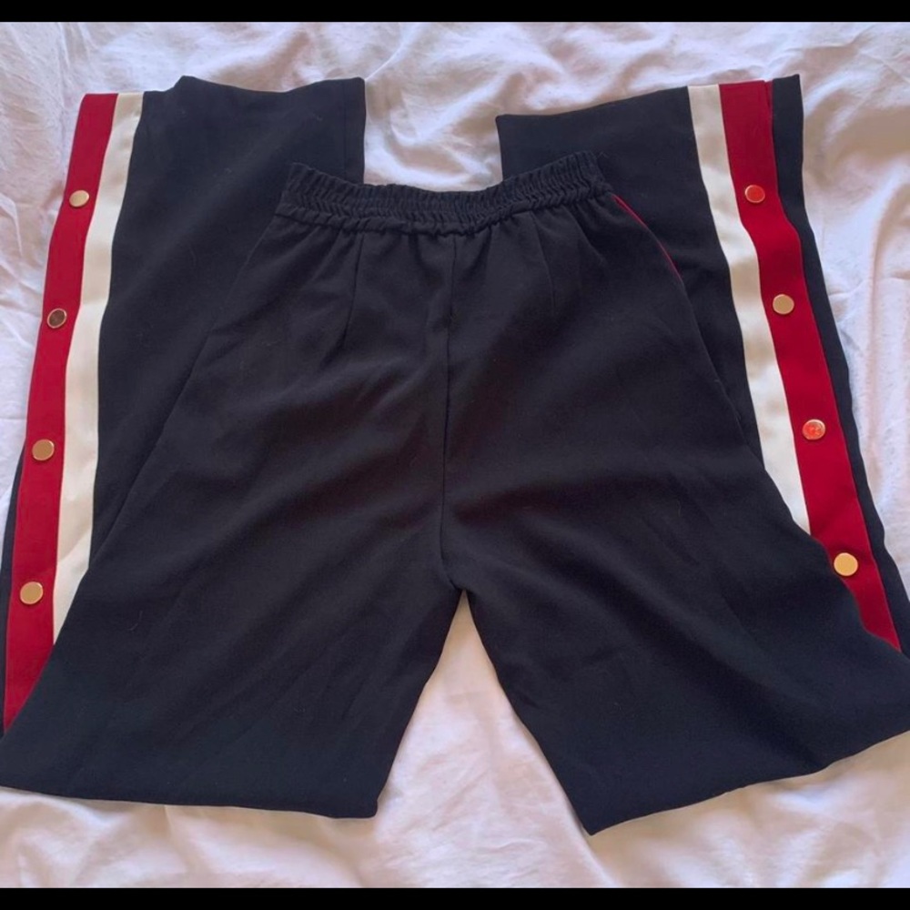 Zara stipe track pants gold buttons.